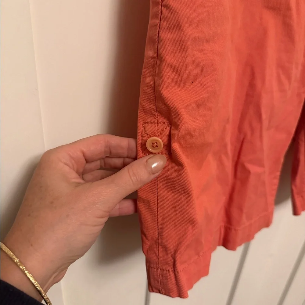 Tory Burch Coral Chino Shorts Roll Tab Preppy Size 27 Cotton
